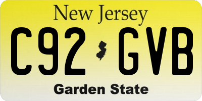 NJ license plate C92GVB
