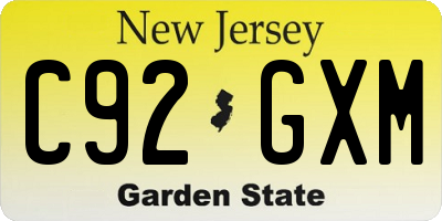NJ license plate C92GXM