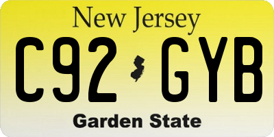 NJ license plate C92GYB