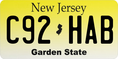 NJ license plate C92HAB