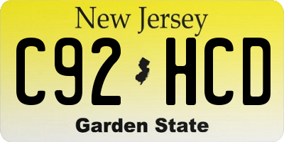 NJ license plate C92HCD
