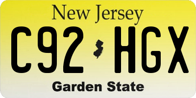 NJ license plate C92HGX