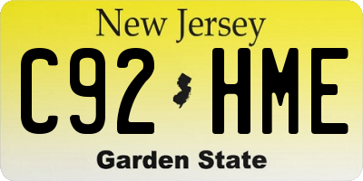 NJ license plate C92HME