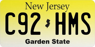 NJ license plate C92HMS