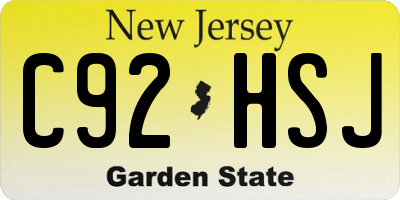 NJ license plate C92HSJ