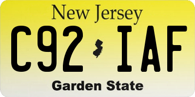 NJ license plate C92IAF