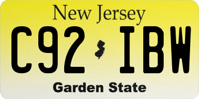 NJ license plate C92IBW