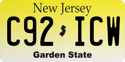 NJ license plate C92ICW