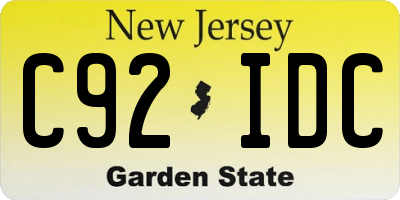 NJ license plate C92IDC