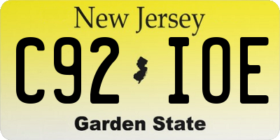 NJ license plate C92IOE