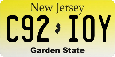 NJ license plate C92IOY