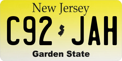 NJ license plate C92JAH