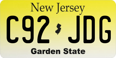 NJ license plate C92JDG