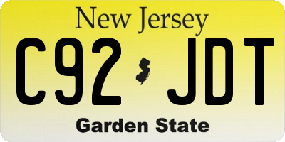 NJ license plate C92JDT