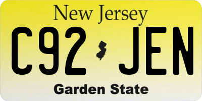 NJ license plate C92JEN
