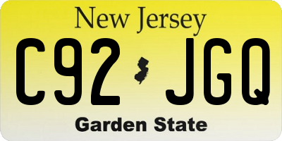 NJ license plate C92JGQ