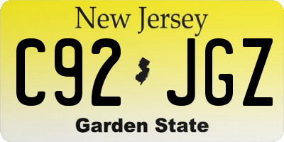 NJ license plate C92JGZ