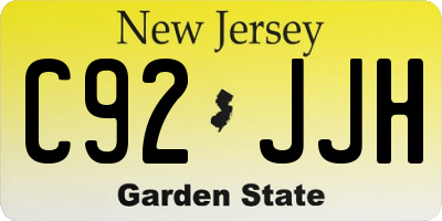 NJ license plate C92JJH