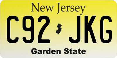 NJ license plate C92JKG