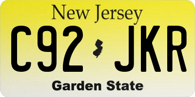 NJ license plate C92JKR