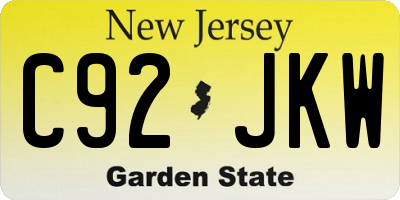 NJ license plate C92JKW