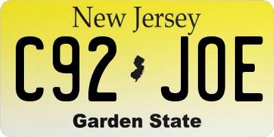 NJ license plate C92JOE