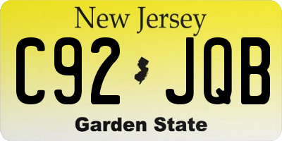 NJ license plate C92JQB