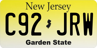 NJ license plate C92JRW