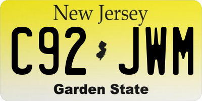 NJ license plate C92JWM