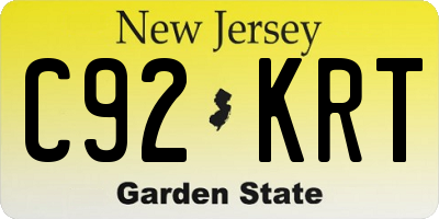 NJ license plate C92KRT