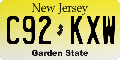 NJ license plate C92KXW