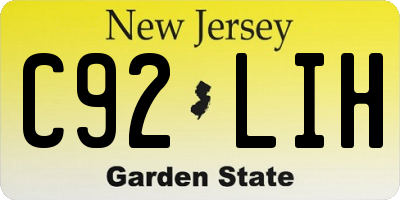 NJ license plate C92LIH