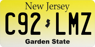NJ license plate C92LMZ