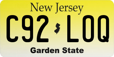 NJ license plate C92LOQ