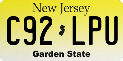 NJ license plate C92LPU