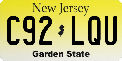NJ license plate C92LQU