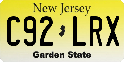 NJ license plate C92LRX