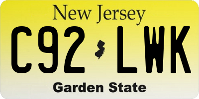 NJ license plate C92LWK