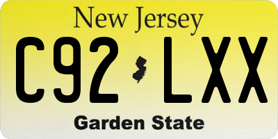 NJ license plate C92LXX