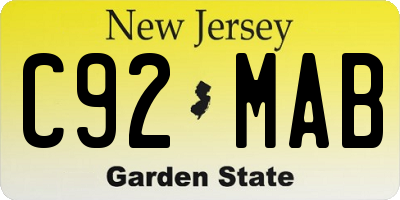 NJ license plate C92MAB