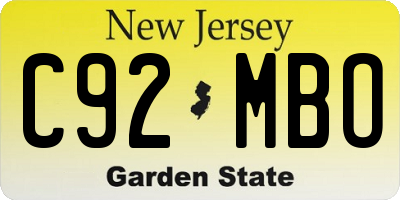 NJ license plate C92MBO