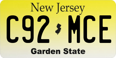NJ license plate C92MCE