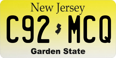 NJ license plate C92MCQ