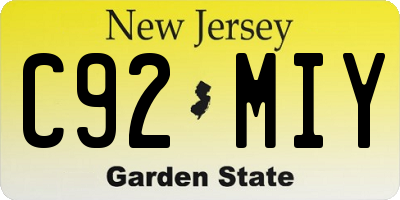 NJ license plate C92MIY