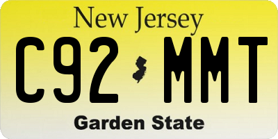 NJ license plate C92MMT