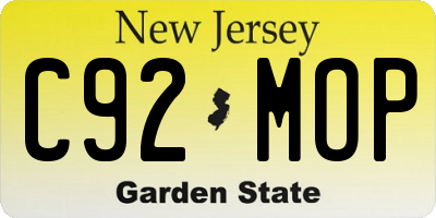 NJ license plate C92MOP
