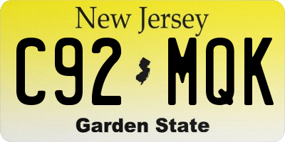 NJ license plate C92MQK