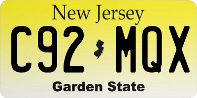 NJ license plate C92MQX