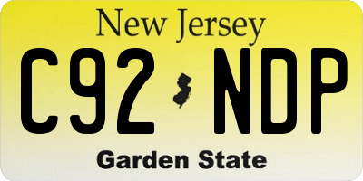 NJ license plate C92NDP