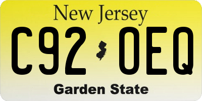 NJ license plate C92OEQ